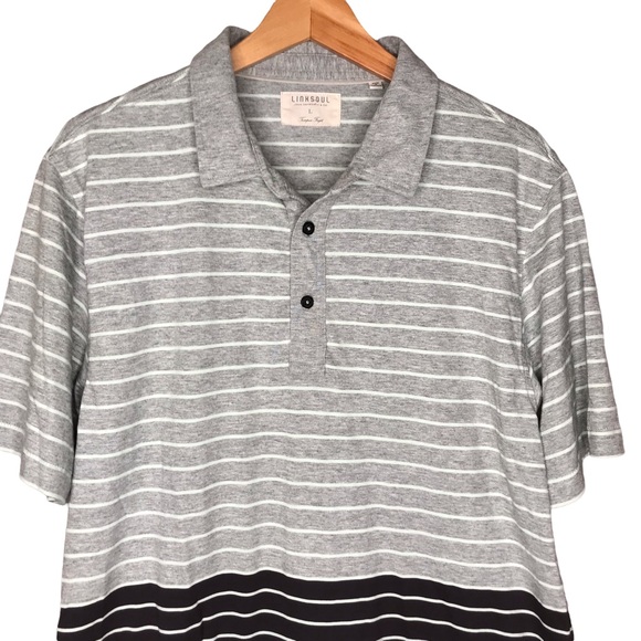 Linksoul Polo Shirt Cotton Performance Golf Shirt Brown Stripes Men’s Large - Picture 2 of 11